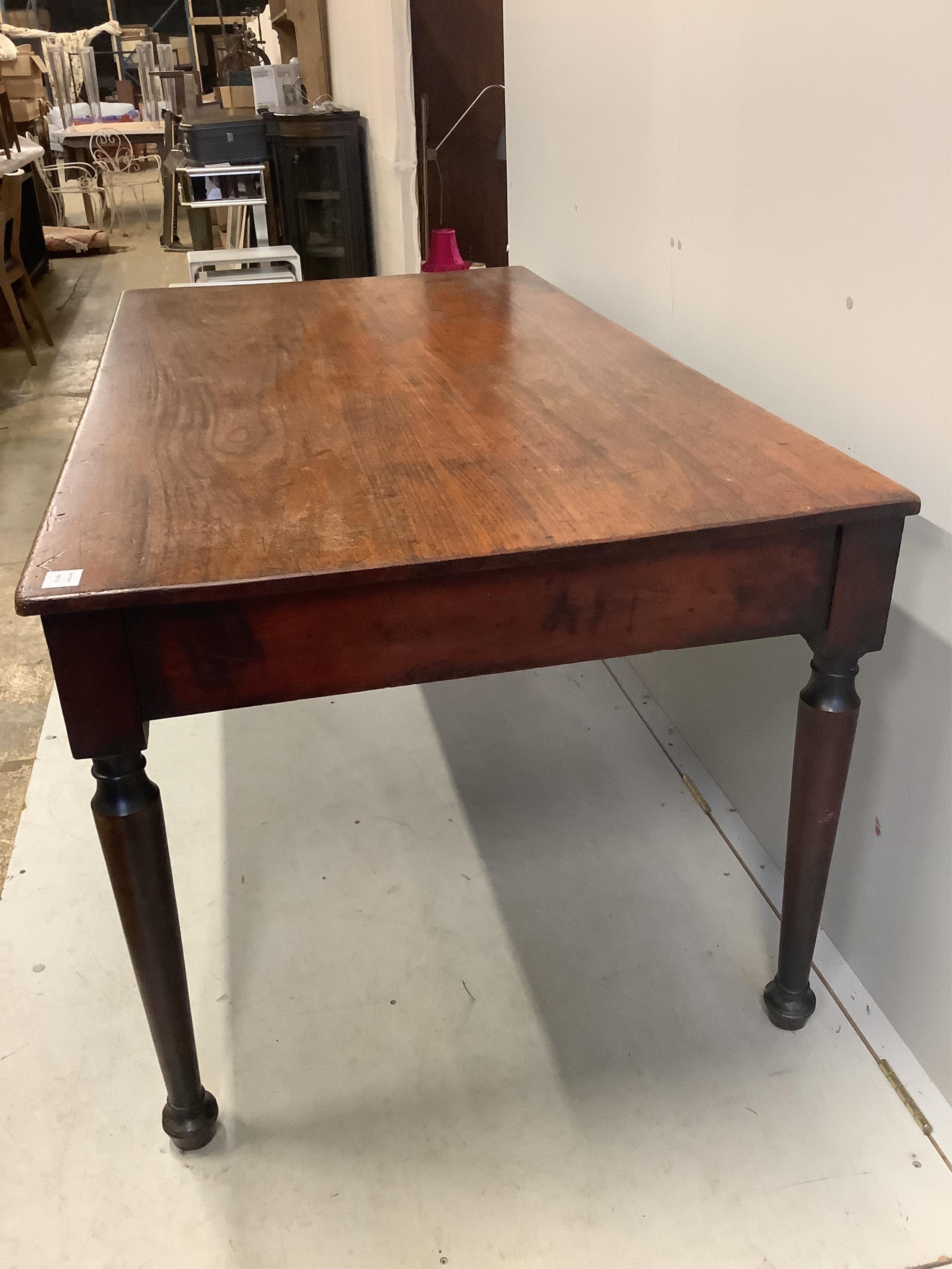 A Victorian writing table from The Royal College of Surgeons, width 168cm, depth 89cm, height 75cm. Condition - fair